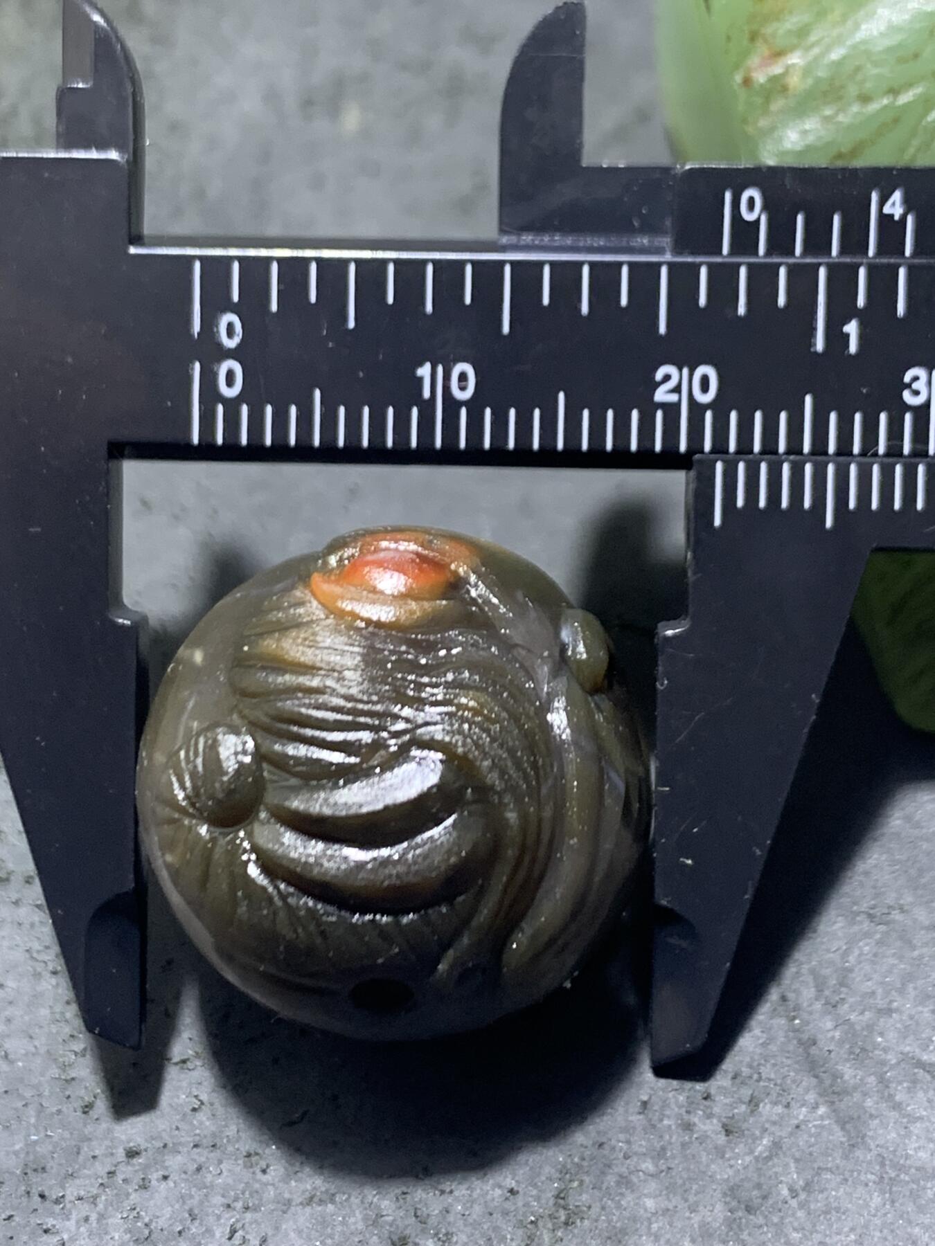 精美冰飘战国红玛瑙手工俏色巧雕吉象珠一个