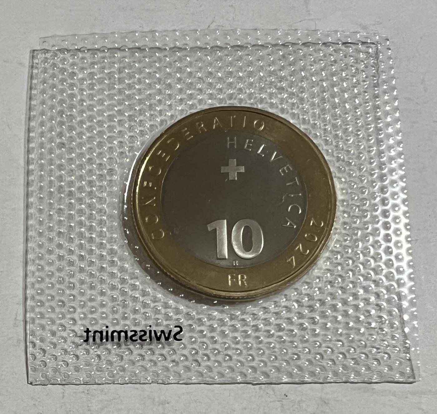 S&S Numismatic世界钱币-拍卖 第114期  瑞士2024年 瑞士冰川-罗纳冰川 10法郎双色纪念币 原厂塑封