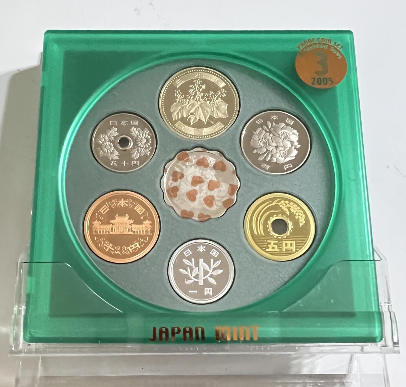 S&S Numismatic世界钱币-拍卖 第113期  日本2005年 6枚精制套币+7克炫彩生肖猴 官方小方盒装