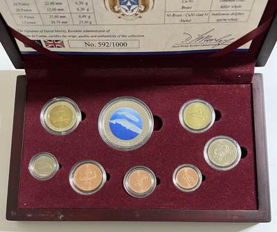 S&S Numismatic世界钱币-拍卖 第99期  - 英属特里斯坦-达库尼亚群岛2008年 1/2便士-1克朗 9枚精制套币官方卡币 发行量1000套