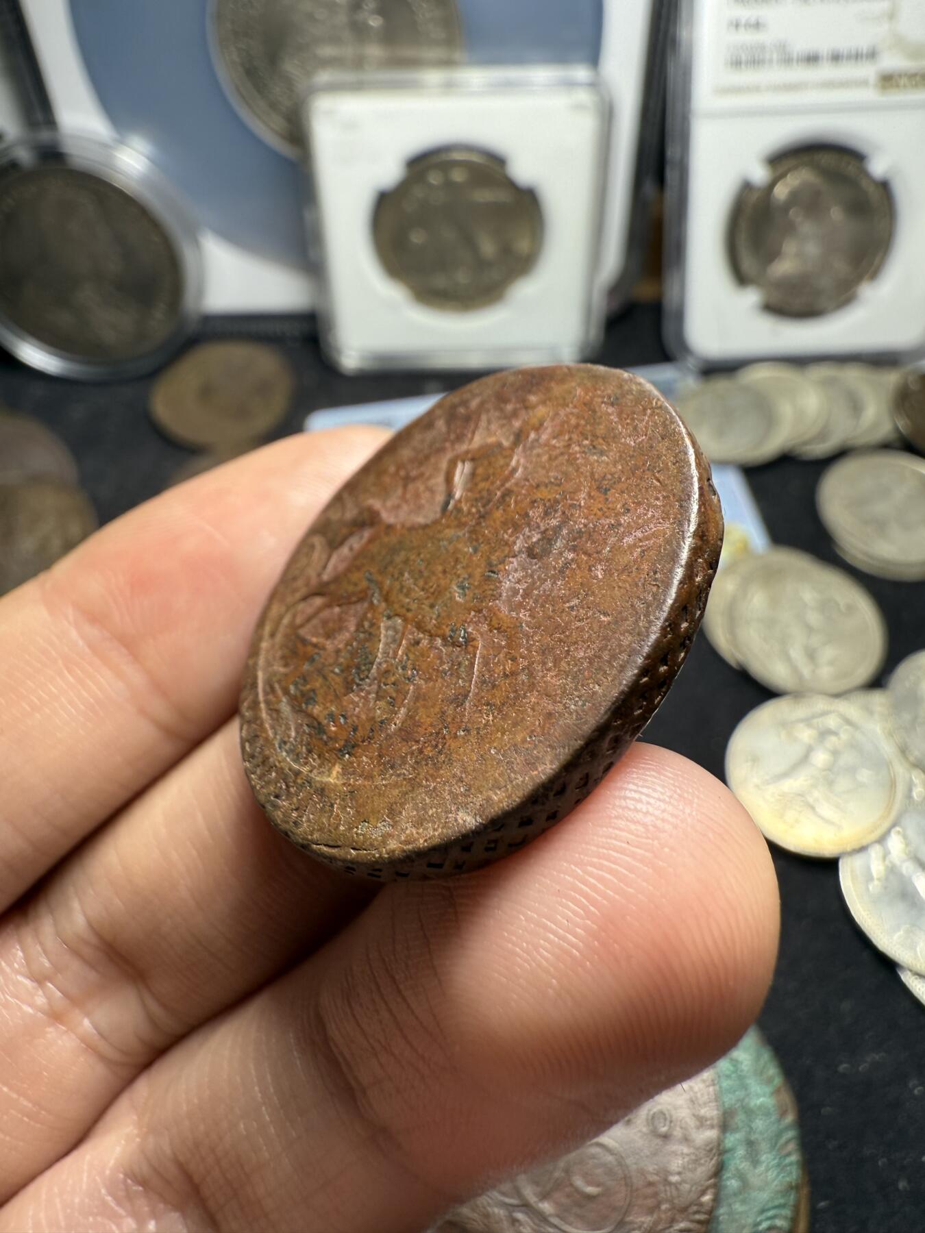 南宋泉阁俄币 外币 国币 专场第四期 沙俄 1757年伊丽莎白一世2戈比铜币 无厂标 少见 花押面有戳 正面圣乔治屠龙