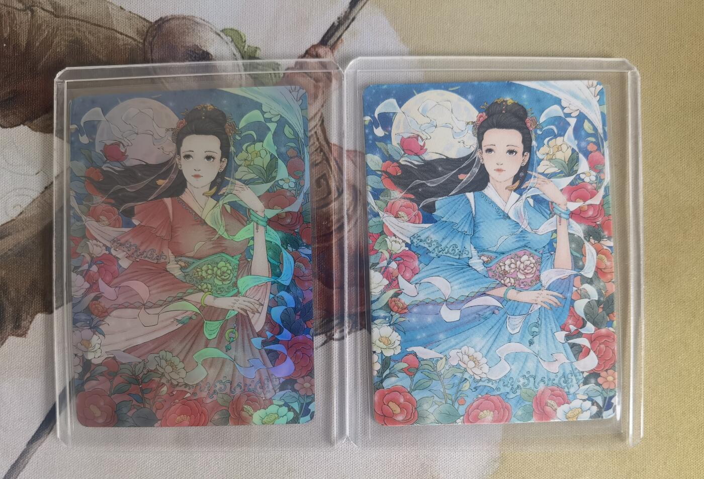 奇趣收藏卡牌拍卖第10场（祝各位卡友春节快乐阖家幸福，全场包邮，收拍品免费上拍） 小花瓣大乔礼盒 国色天香棉卡+彩闪卡各1张，彩闪编号478/500