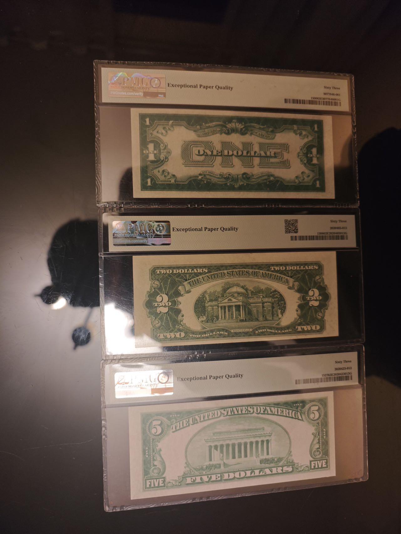 收藏联盟Quantum Auction 第406期拍卖 @征集拍品 长期供货可享分佣福利 1928年美国小票幅法币券1-2-5元 同分PMG63E