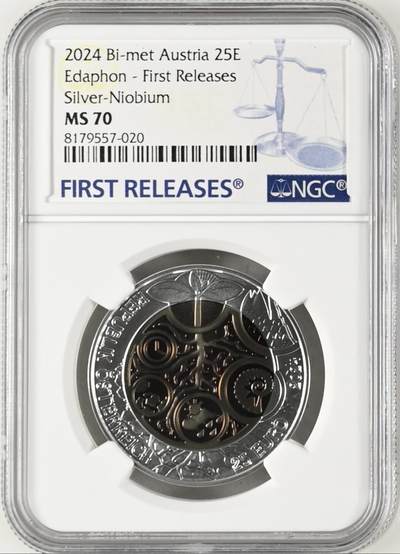 S&S Numismatic世界钱币-拍卖 第115期  - 奥地利2024年 土壤微生物 25欧元银+铌双色纪念币 NGC MS70首期蓝标，盒证齐全