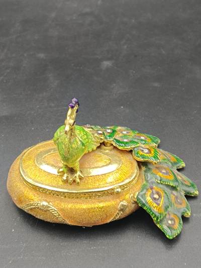28期拍卖 - 80年代金属珐琅孔雀胭脂盒