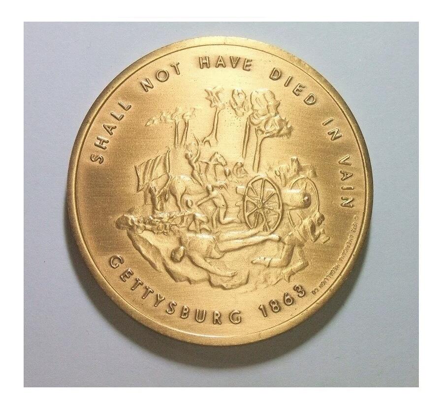 美国纪念林肯总统葛底斯堡战役 高浮雕精制大铜章 50MM