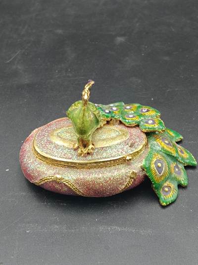 28期拍卖 - 80年代金属珐琅孔雀胭脂盒