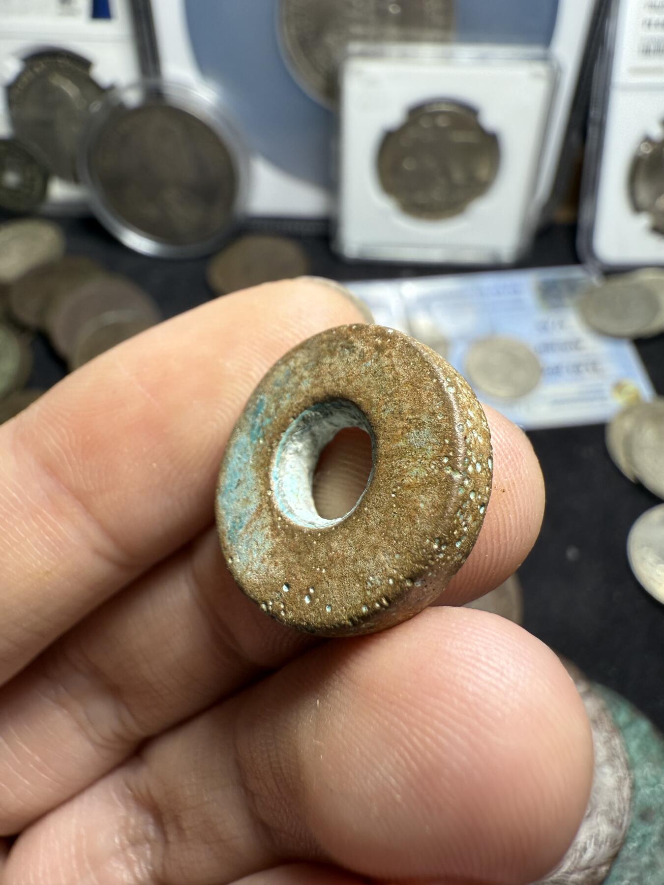 南宋泉阁俄币 外币 国币 专场第四期 唐 七河地区无文砝码钱 圆孔 厚重 少见