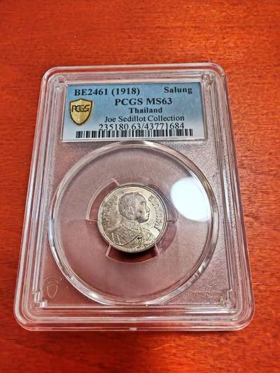 长老汇龙年精选第四十七场拍卖 - 1918泰国拉玛六世1/4株银币，PCGS MS63，更高分3枚，名人收藏，64分2018年成交价2990元