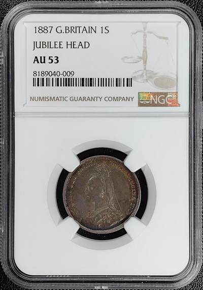 第39期钱币微拍 特惠场 全场顺丰包邮 - NGC AU53 英国 1887年 维多利亚女王 1先令银币