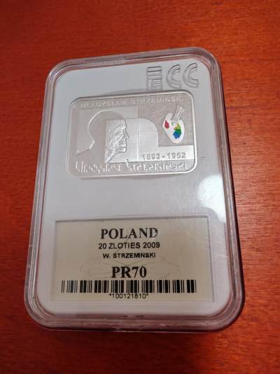 长老汇马年精选第五场拍卖 - 2009波兰画家斯特泽明斯基20兹罗提长方形局部彩色精制银币，ECC（波兰本土评级公司） PR70