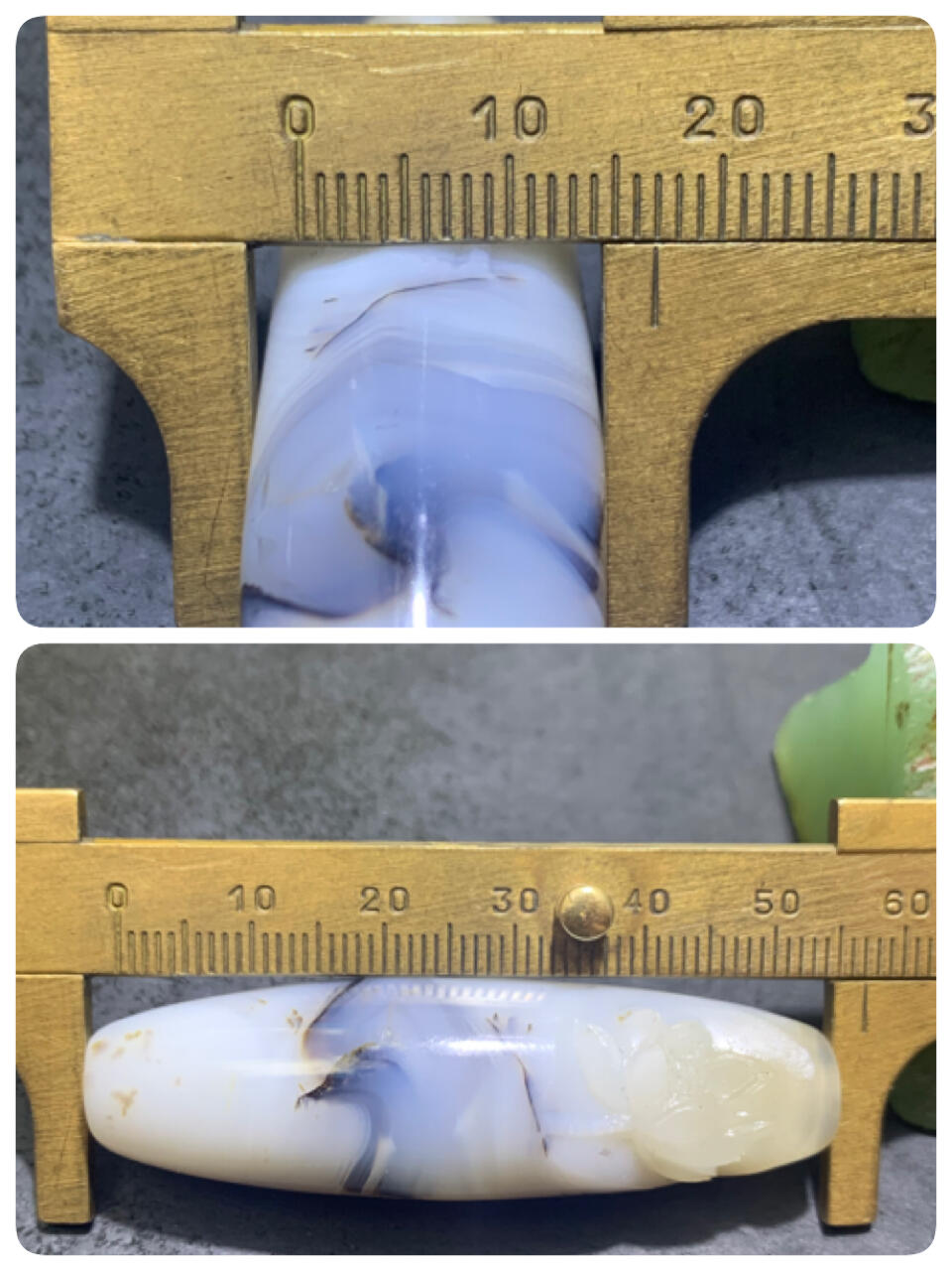 精美高玉化海洋玉髓手工雕刻荷花大桶珠一个！