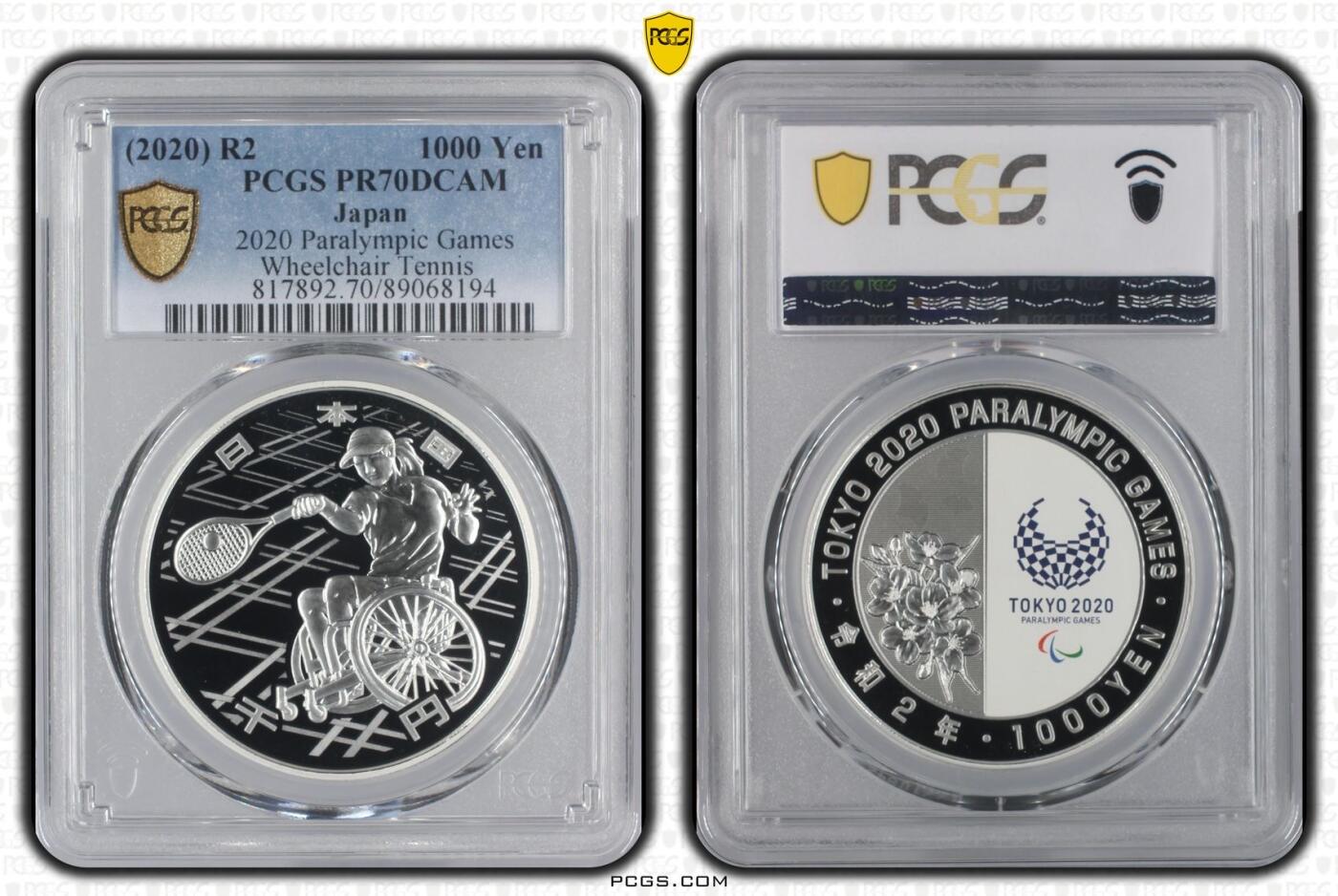 S&S Numismatic世界钱币-拍卖 第113期  日本2020年 东京残奥会-轮椅网球 1000円精制纪念银币 PCGS PR70DCAM冠军分  31.1克999银