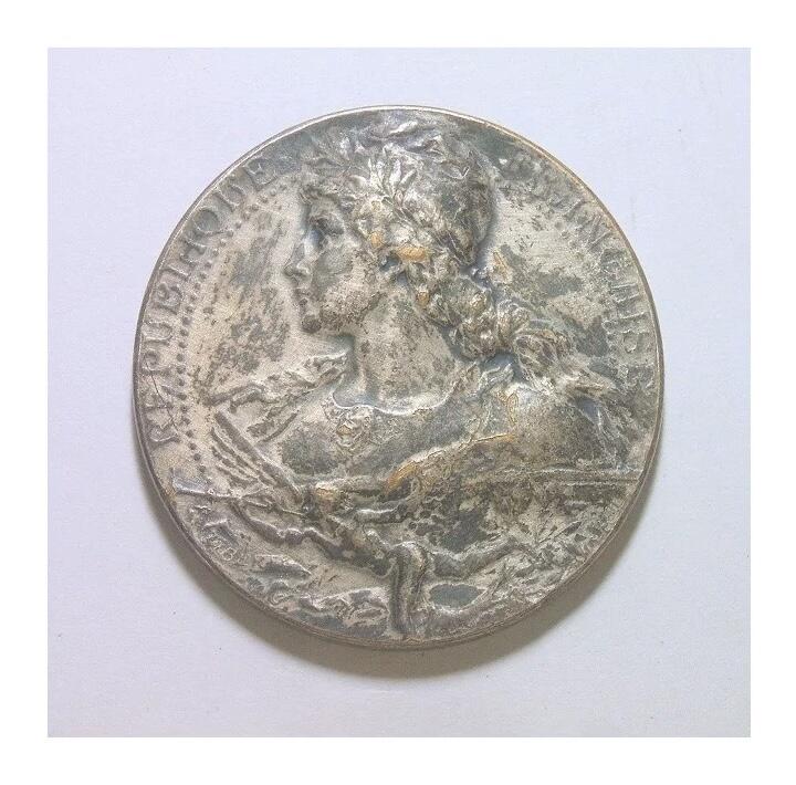 法国1911年 玛丽安娜女神高浮雕精制大镀银章 40MM