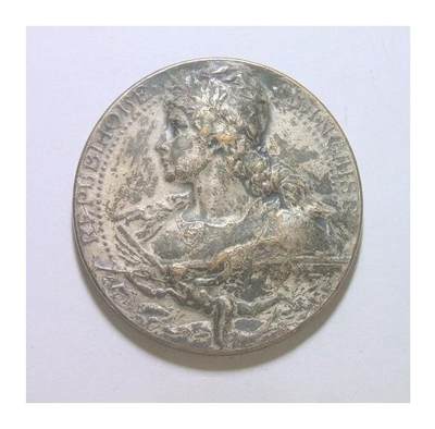 法国1911年 玛丽安娜女神高浮雕精制大镀银章 40MM - 法国1911年 玛丽安娜女神高浮雕精制大镀银章 40MM