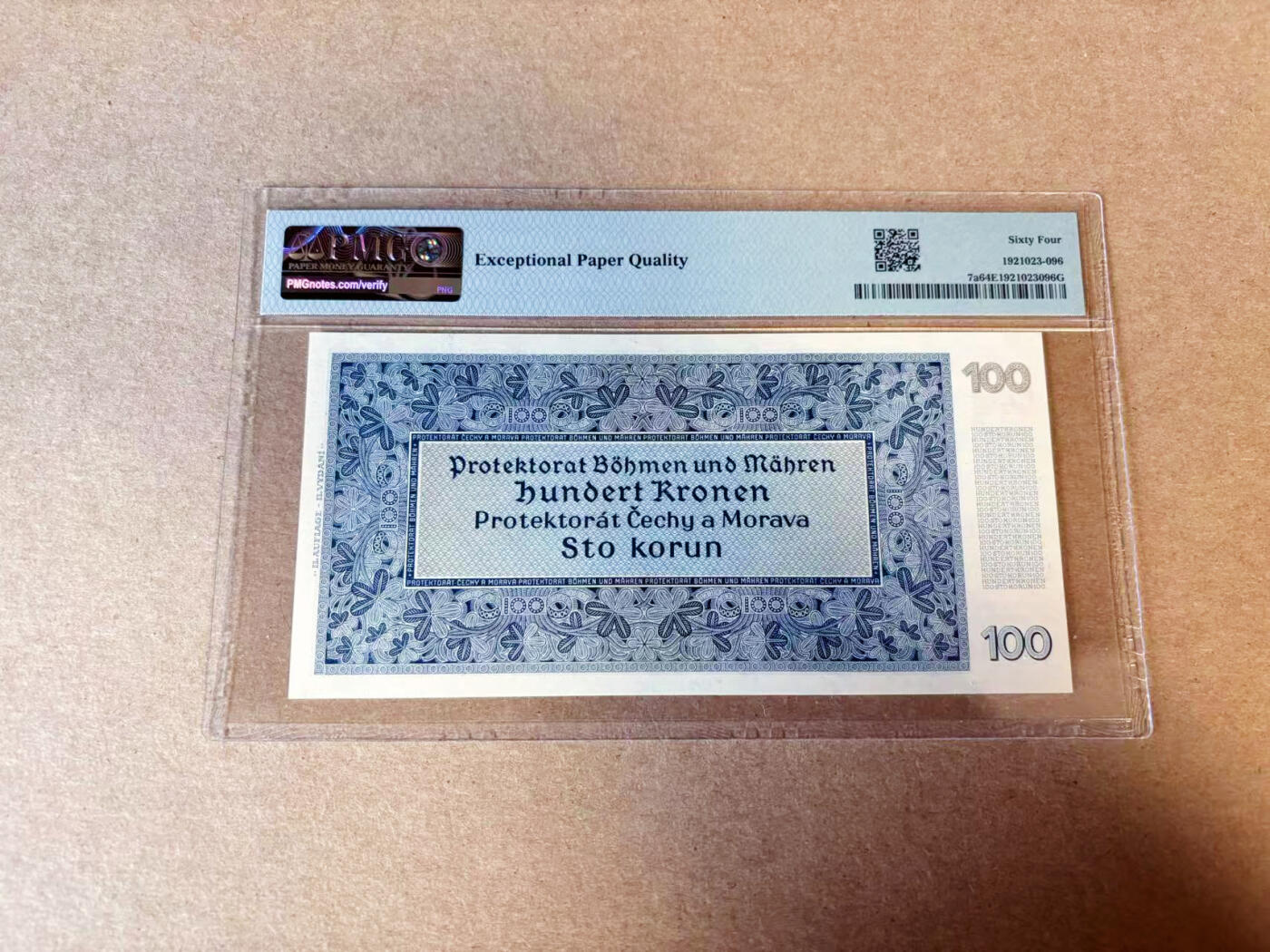【Blue Auction】✨世界纸币精拍第614期（年前最后一场） 【实钞】波西米亚 1940年100克朗 PMG64EPQ 