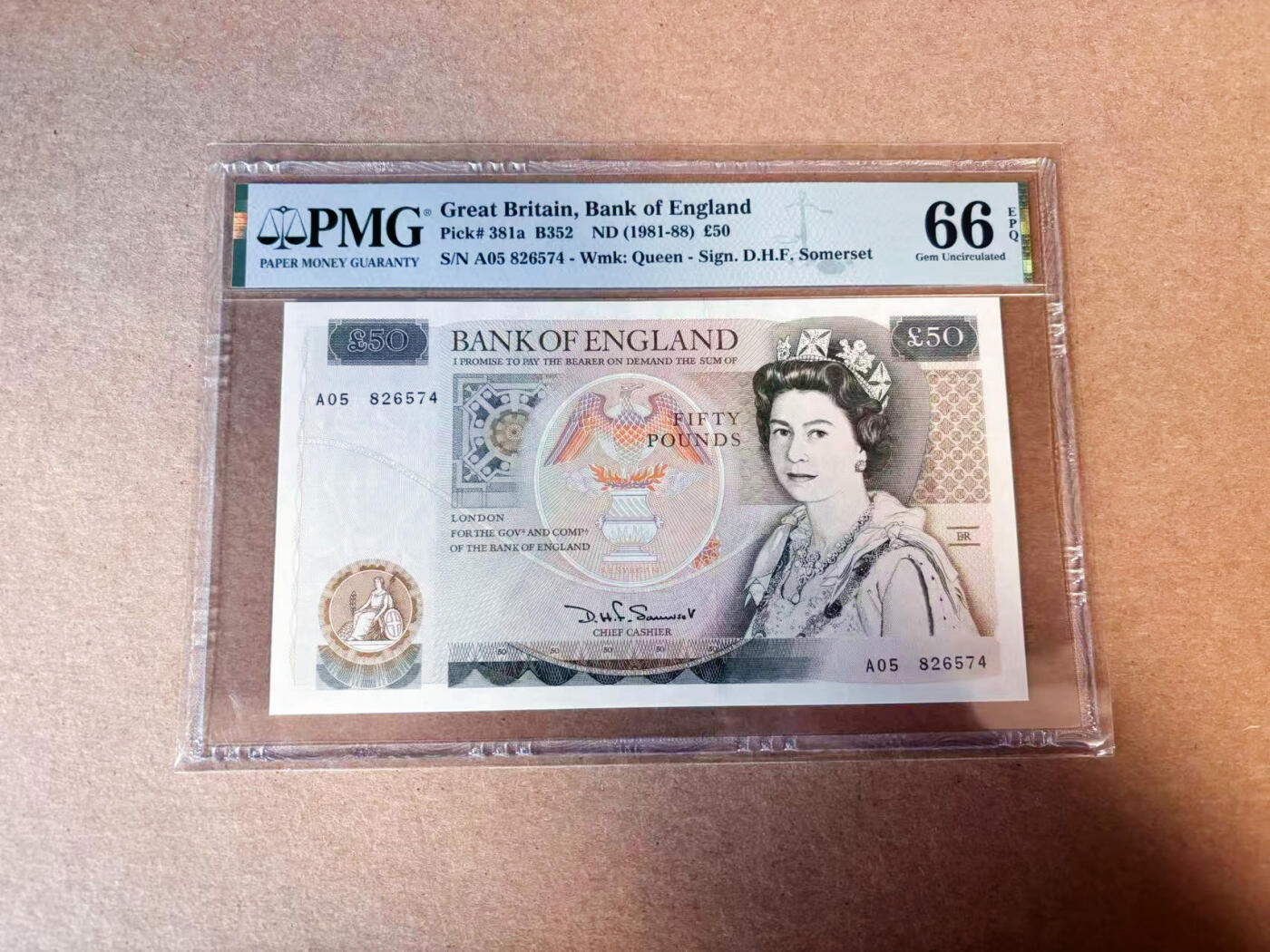 【Blue Auction】✨世界纸币精拍第614期（年前最后一场） 【a版】英国 1981-88年50镑 PMG66EPQ 