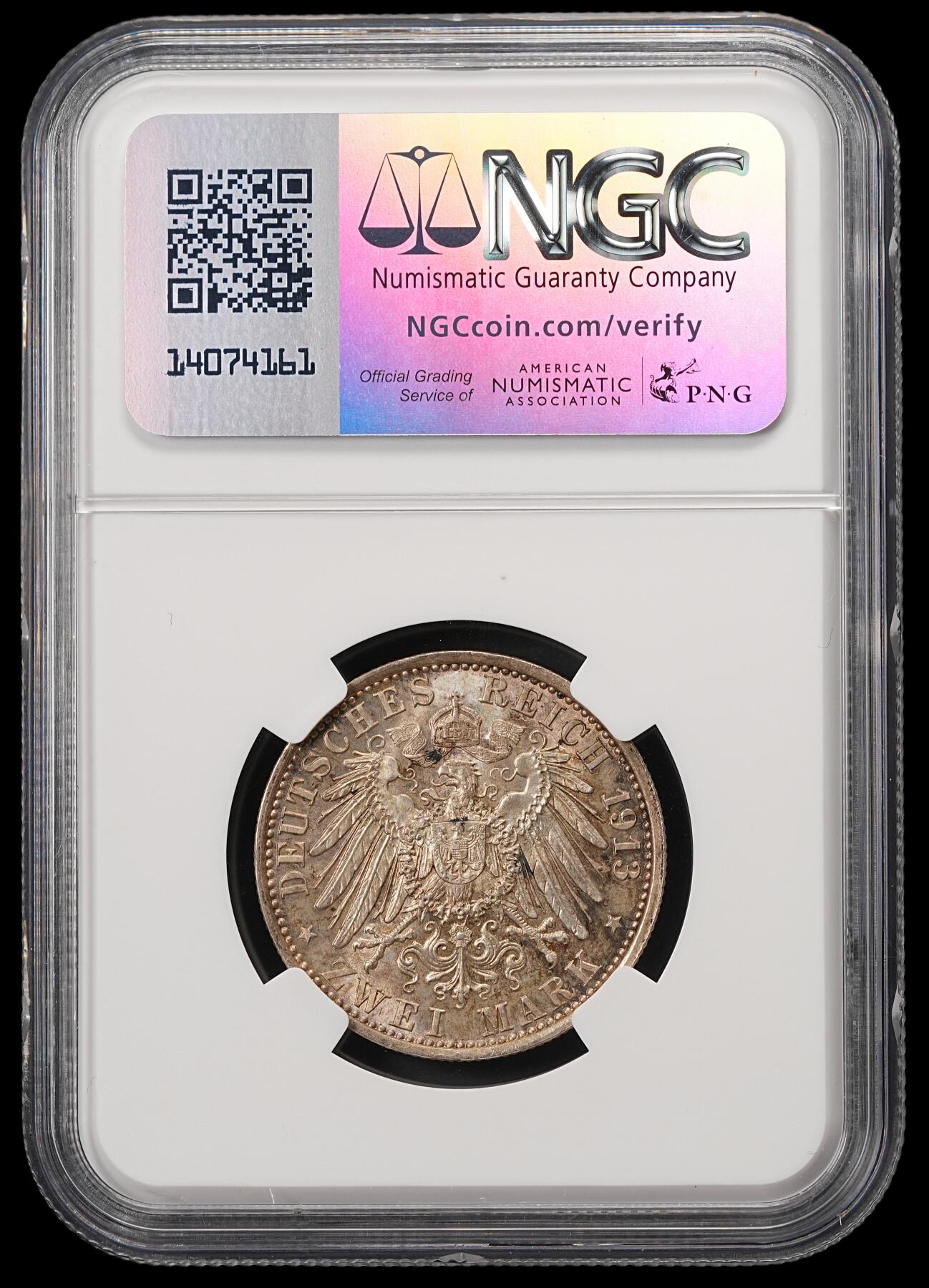 修遠堂世界钱币第五十六期 全场包邮 蛇年首拍 NGC MS64 1913年威廉二世执政25周年纪念2马克银币