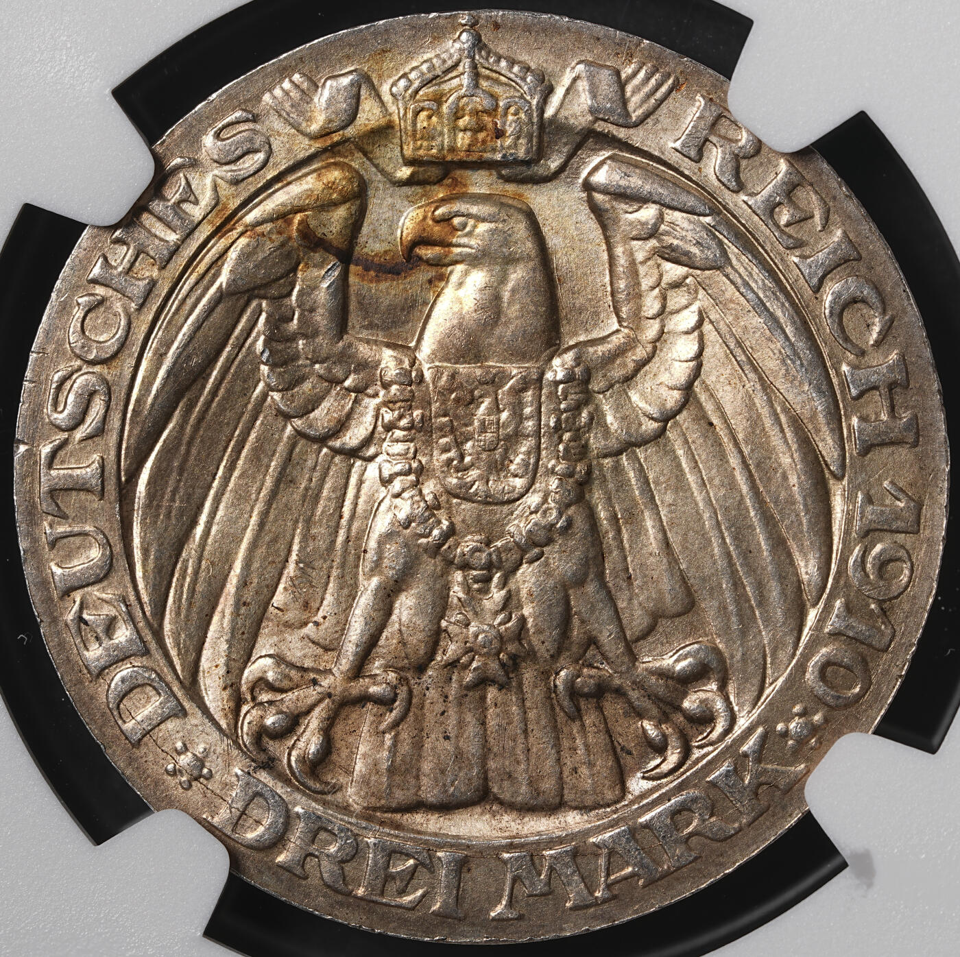 修遠堂世界钱币第五十六期 全场包邮 蛇年首拍 NGC MS63 1910年普鲁士-柏林大学百年纪念3马克银币