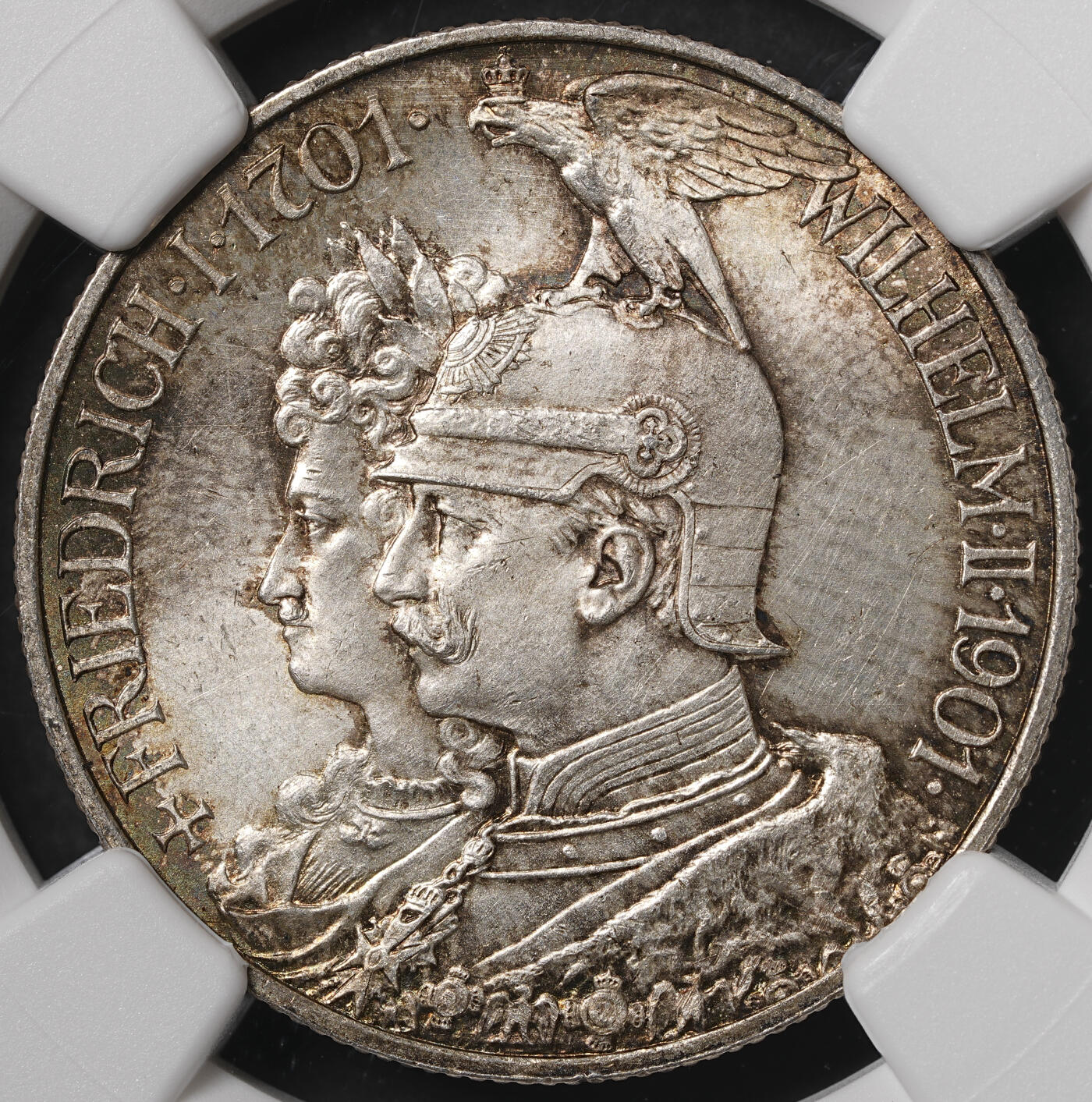 修遠堂世界钱币第五十六期 全场包邮 蛇年首拍 NGC MS64 1901年普鲁士建国200周年2马克银币