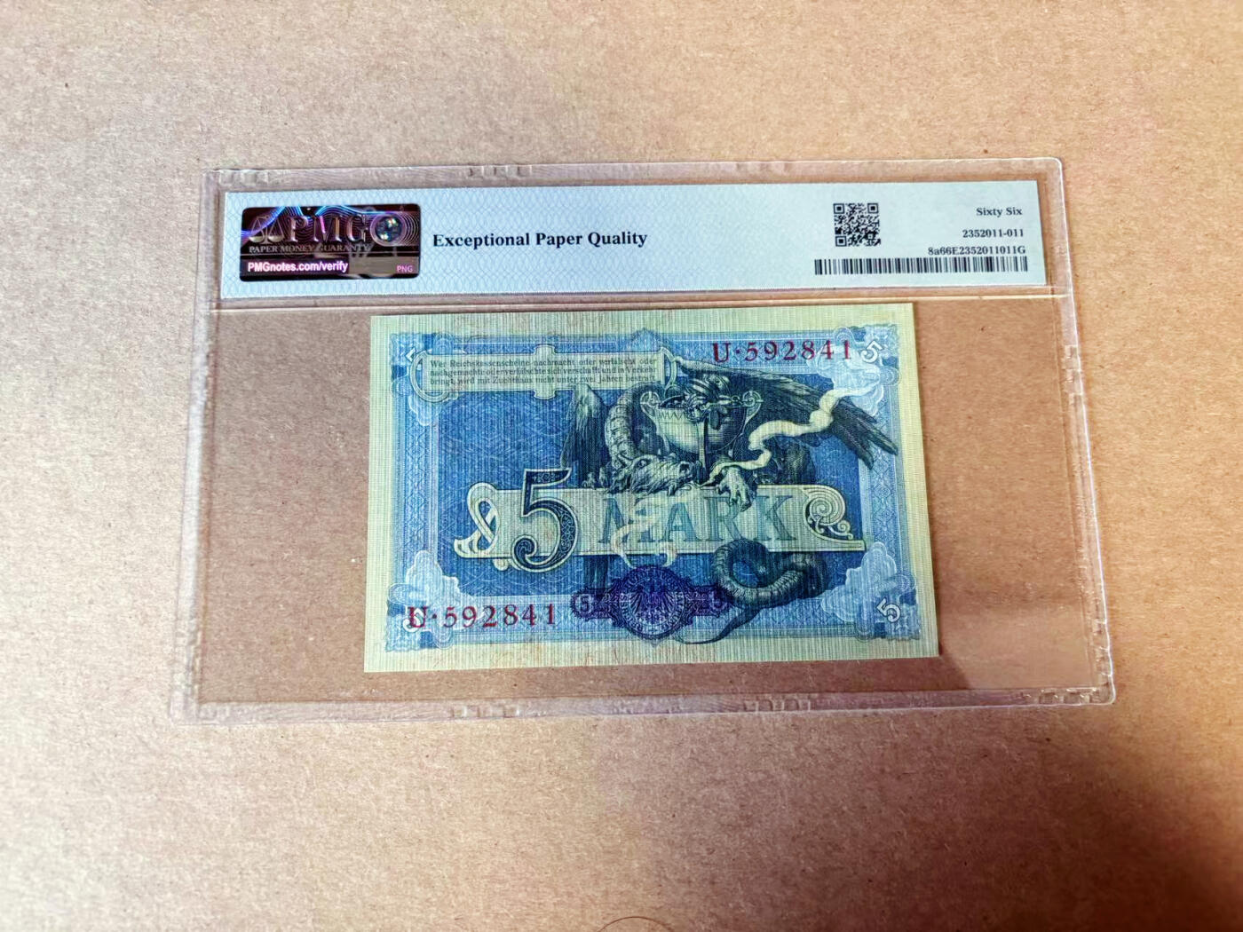 【Blue Auction】✨世界纸币精拍第614期（年前最后一场） 【a版】德国 1904年5马克 PMG66EPQ 