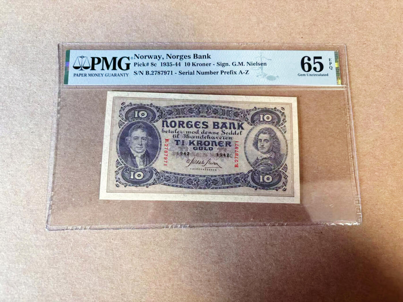 【Blue Auction】✨世界纸币精拍第614期（年前最后一场） 挪威 1935-44年10克朗 PMG65EPQ 