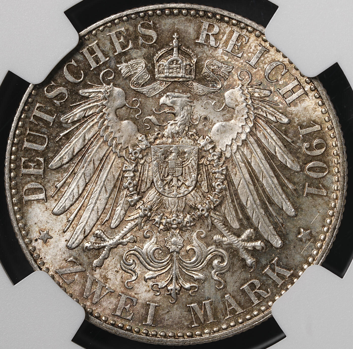 修遠堂世界钱币第五十六期 全场包邮 蛇年首拍 NGC MS64 1901年普鲁士建国200周年2马克银币