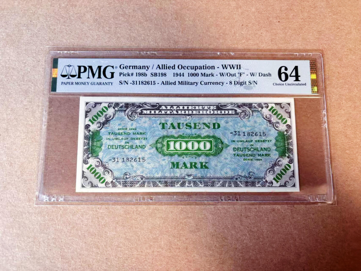 【Blue Auction】✨世界纸币精拍第614期（年前最后一场） 【无47】德国 1944年1000马克 PMG64