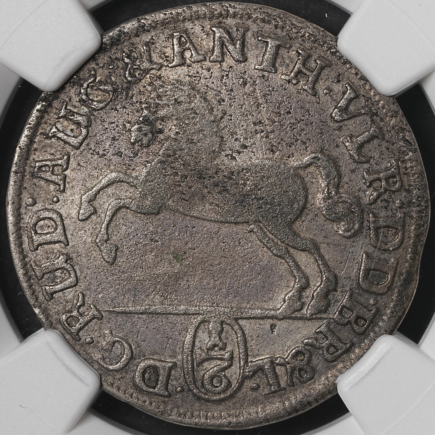 修遠堂世界钱币第五十六期 全场包邮 蛇年首拍 NGC XFD 1696年布伦瑞克·沃尔芬布特尔 飞马 1/6泰勒银币