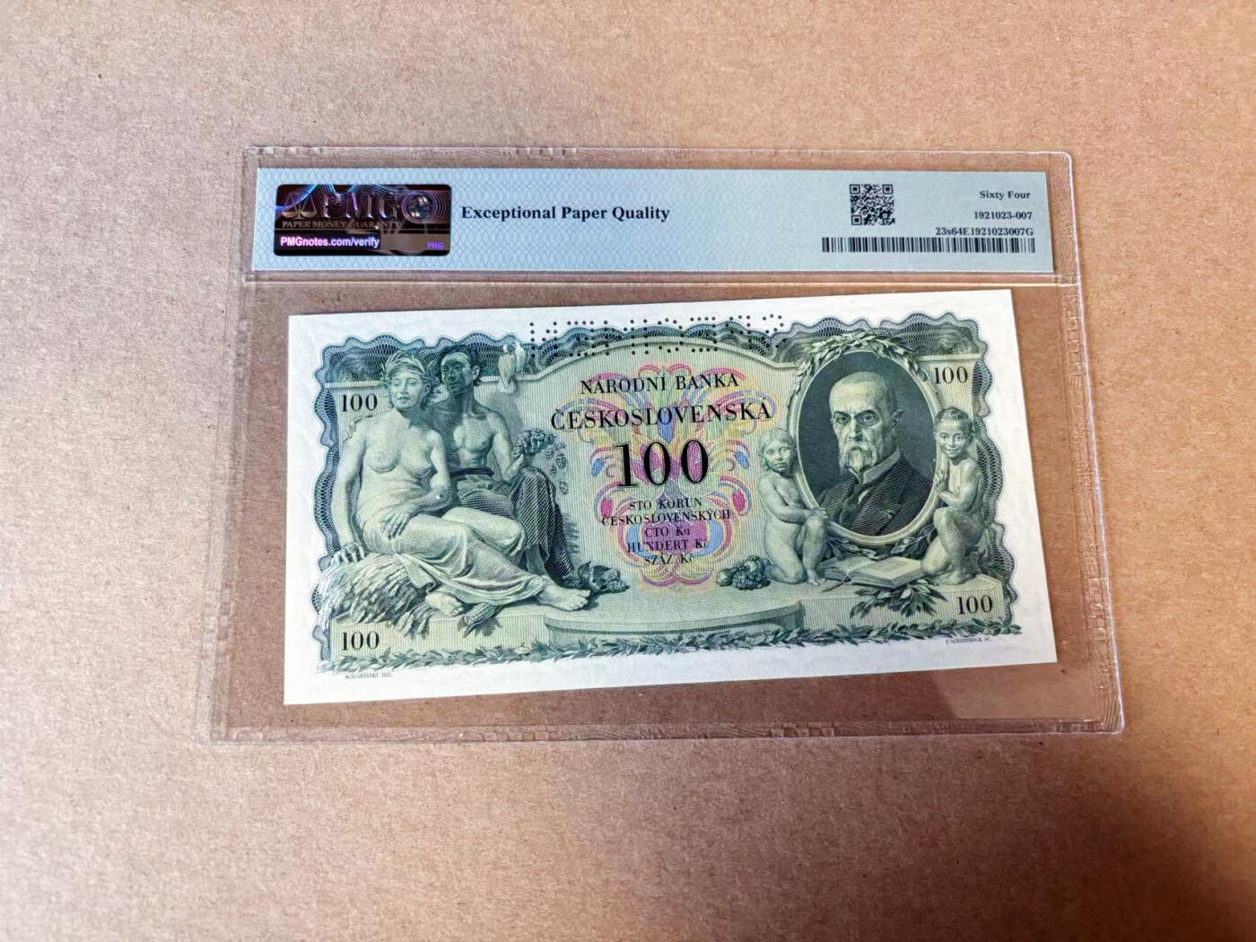 【Blue Auction】✨世界纸币精拍第614期（年前最后一场） 【样钞】捷斯 1931年100克朗 PMG64EPQ 