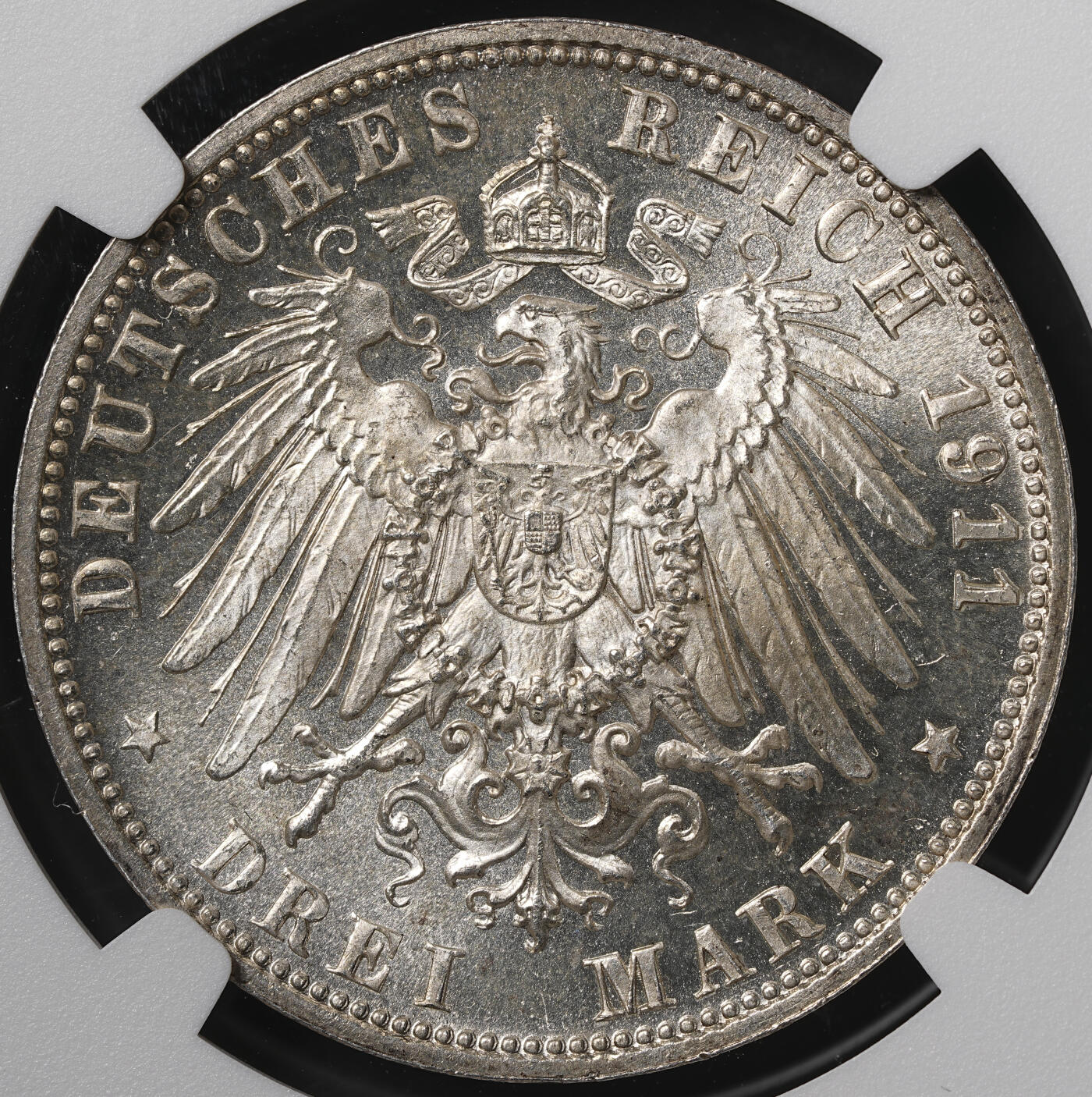 修遠堂世界钱币第五十六期 全场包邮 蛇年首拍 NGC MS65 1911年巴伐利亚摄政王90大寿纪念3马克银币