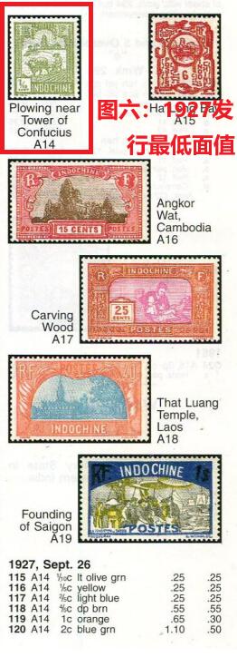 世界第一邮票 —— 世界面值最低的邮票，法属印度支那，1922年发行，⅒ 十分之一分，新，品好 （店内编号51）
