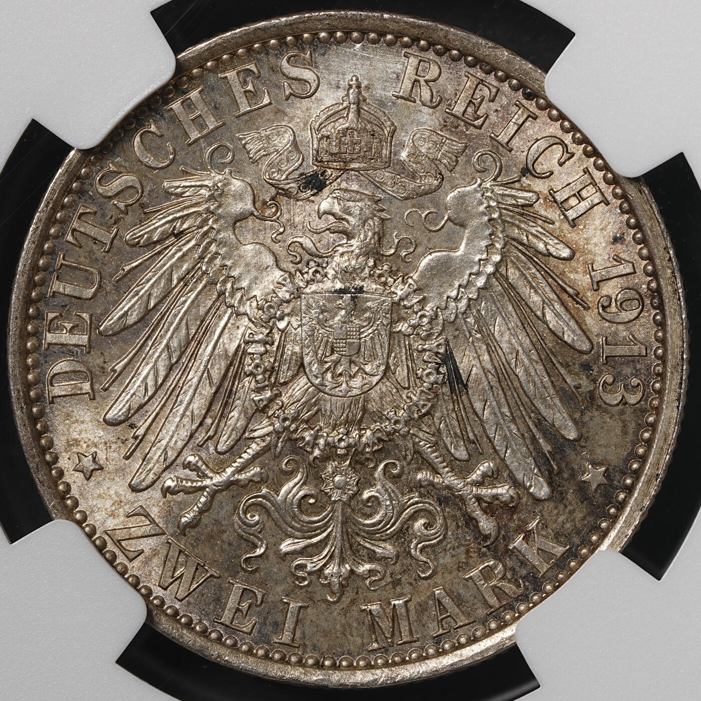 修遠堂世界钱币第五十六期 全场包邮 蛇年首拍 NGC MS64 1913年威廉二世执政25周年纪念2马克银币