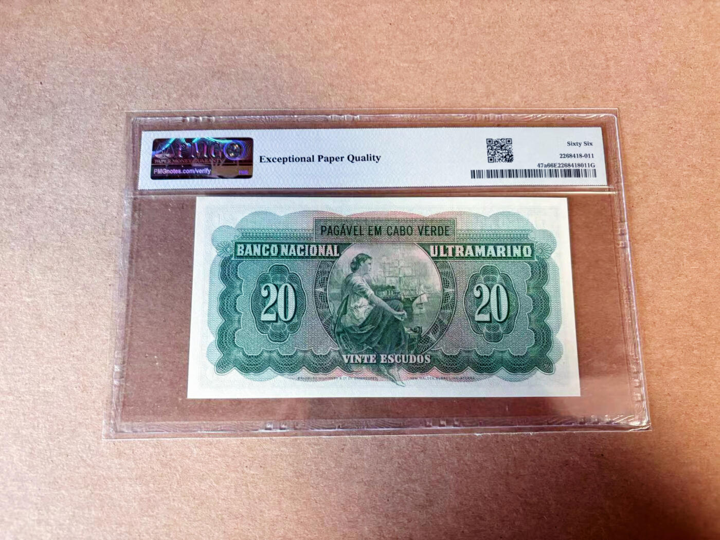 【Blue Auction】✨世界纸币精拍第614期（年前最后一场） 佛得角 1958年20埃斯库多 PMG66EPQ 