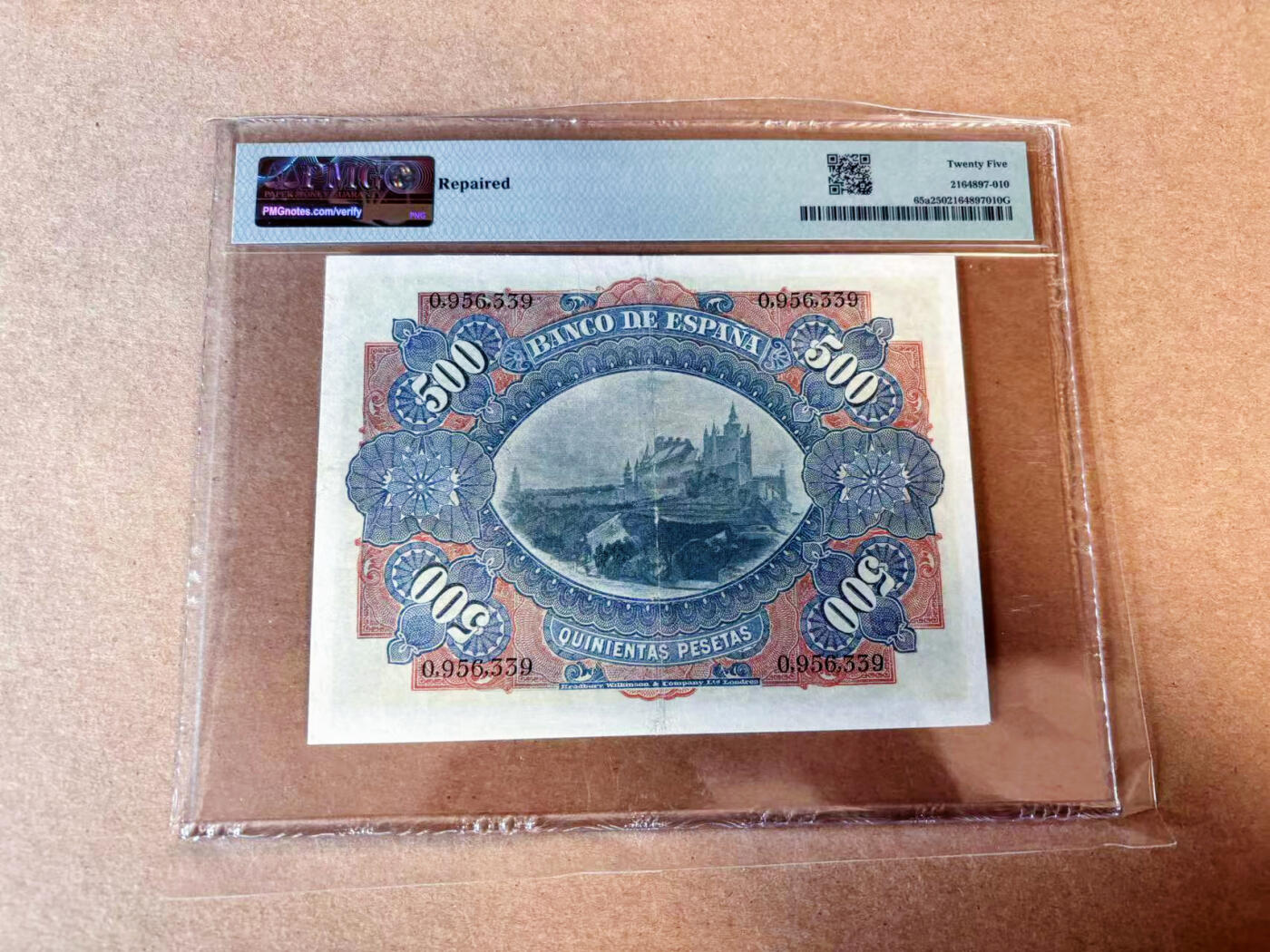 【Blue Auction】✨世界纸币精拍第614期（年前最后一场） 【无47】西班牙 早期 1907年500比塞塔 BWC出品 PMG25
