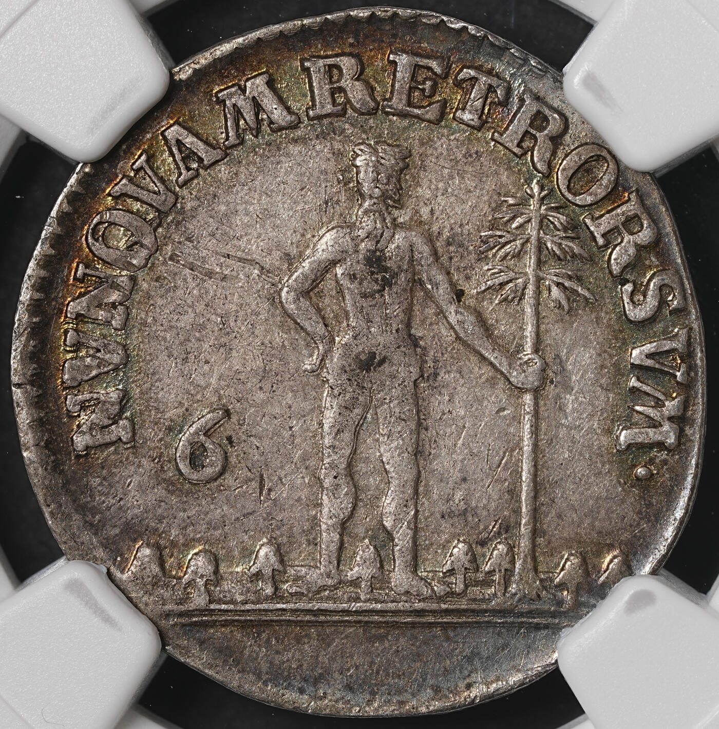 修遠堂世界钱币第五十六期 全场包邮 蛇年首拍 NGC AU53 1776年布伦瑞克·沃尔芬布特尔 野人6 MG银币