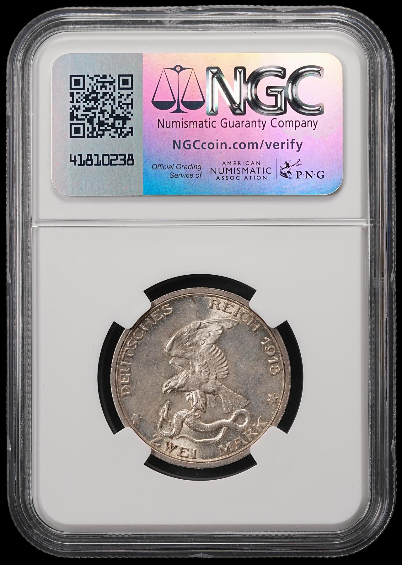 修遠堂世界钱币第五十六期 全场包邮 蛇年首拍 NGC MS64 1913年普鲁士战胜拿破仑百年纪念2马克银币