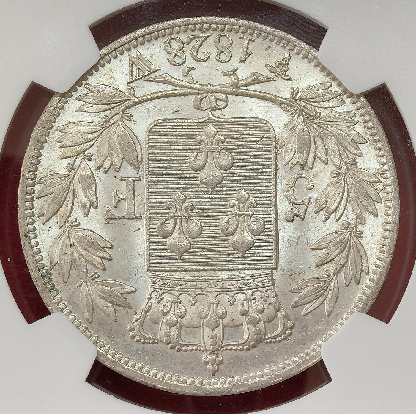 迎新专场，年货大集！凡希社世界钱币微拍第二百九十六期 1828W法国查理十世5法郎大银NGC-MS61