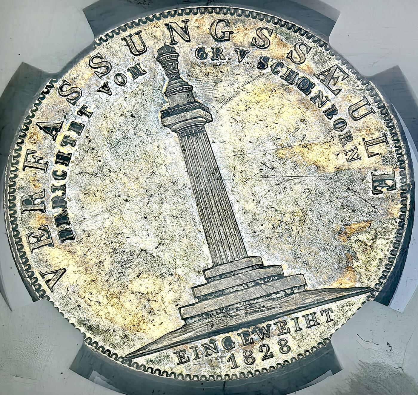 迎新专场，年货大集！凡希社世界钱币微拍第二百九十六期 荐！1828德国巴伐利亚纪念碑泰勒NGC-MS61