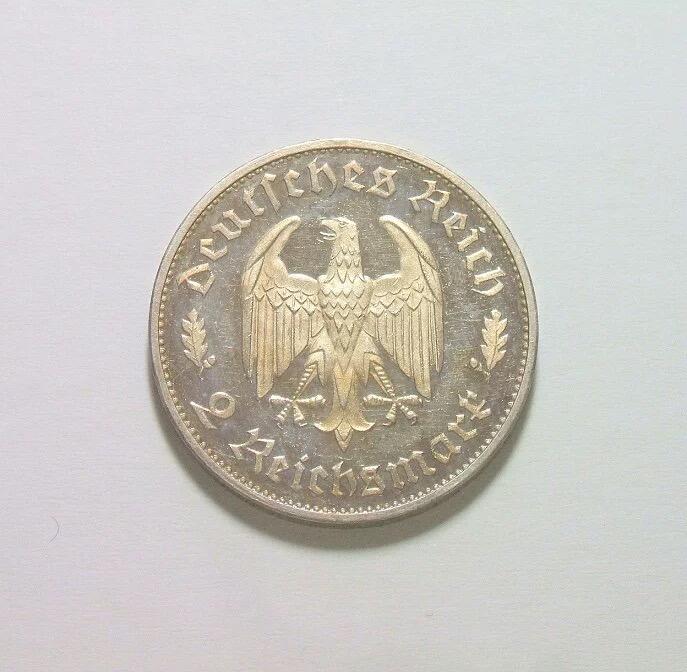 德国第三帝国1934年席勒2马克纪念银币 稀少精制PROOF版 黄金包浆