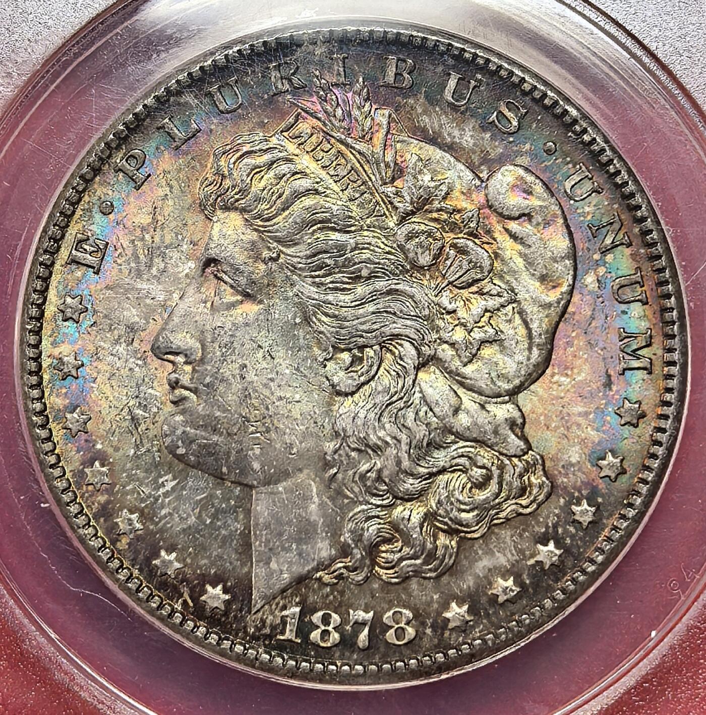 迎新专场，年货大集！凡希社世界钱币微拍第二百九十六期 1878S美国摩根壹元ANACS-MS64，双面包浆，观赏性极高的一枚！