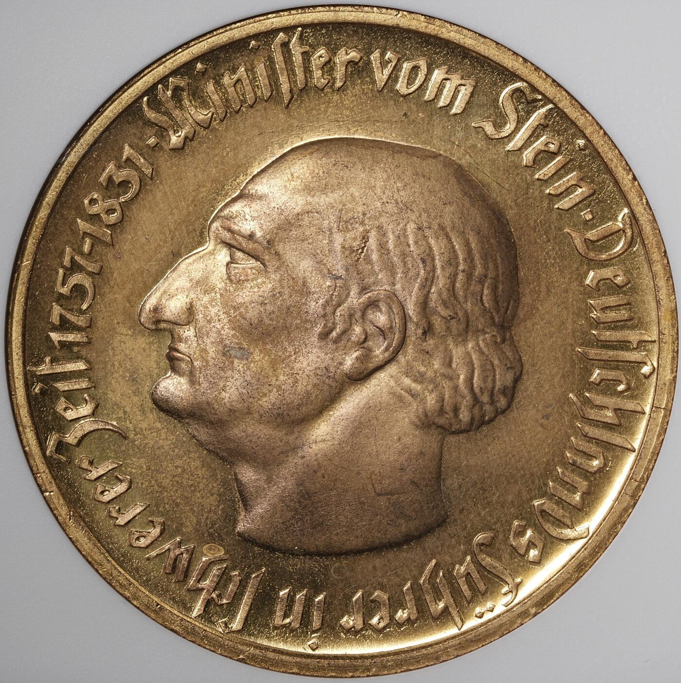 修遠堂世界钱币第五十六期 全场包邮 蛇年首拍 NGC MS64 1923年德国紧急时期威斯特法伦1万马克铜鎏金大马币