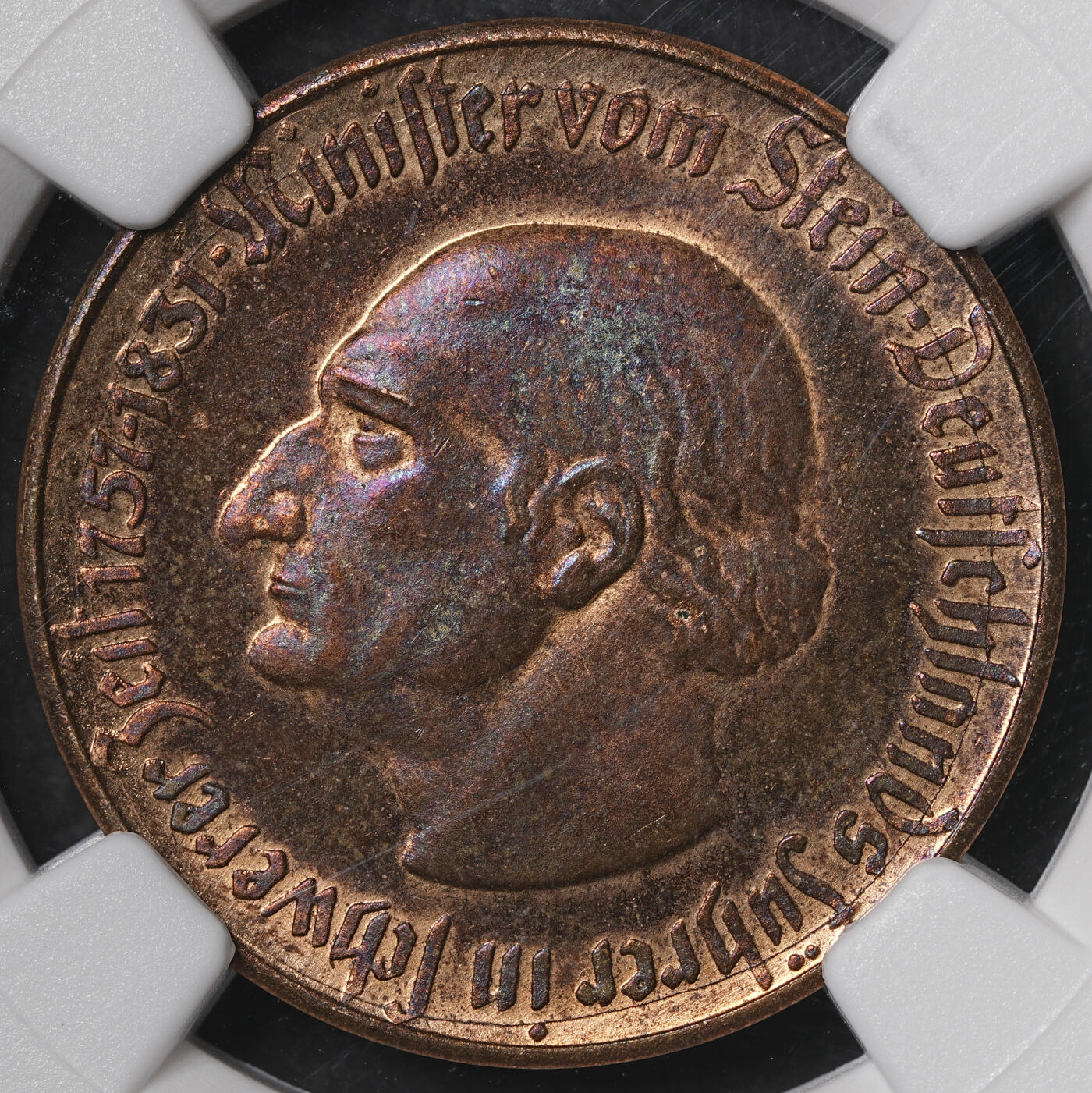 修遠堂世界钱币第五十六期 全场包邮 蛇年首拍 NGC MS63RB 1922年德国紧急时期威斯特法伦100马克铜马币