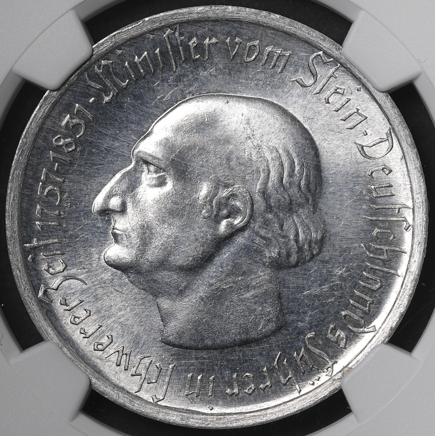 修遠堂世界钱币第五十六期 全场包邮 蛇年首拍 NGC MS62 1923年德国紧急时期威斯特法伦5000万马克铝马币 小型