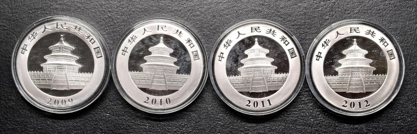 迎新专场，年货大集！凡希社世界钱币微拍第二百九十六期 2009-12中国熊猫10元银币四枚一组全品
