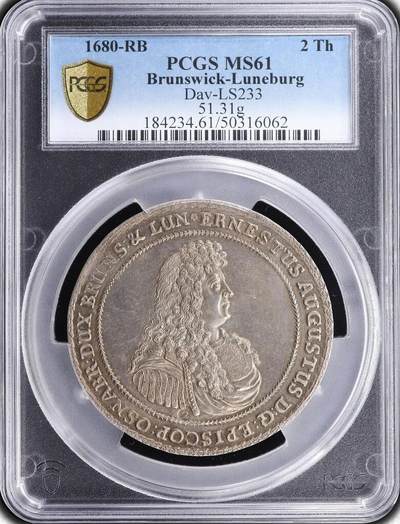 PCGS-MS61 1680-RB 布伦瑞克-吕讷堡2泰勒银币 - PCGS-MS61 1680-RB 布伦瑞克-吕讷堡2泰勒银币
