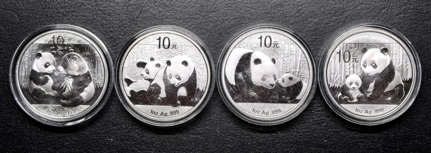 迎新专场，年货大集！凡希社世界钱币微拍第二百九十六期 2009-12中国熊猫10元银币四枚一组全品