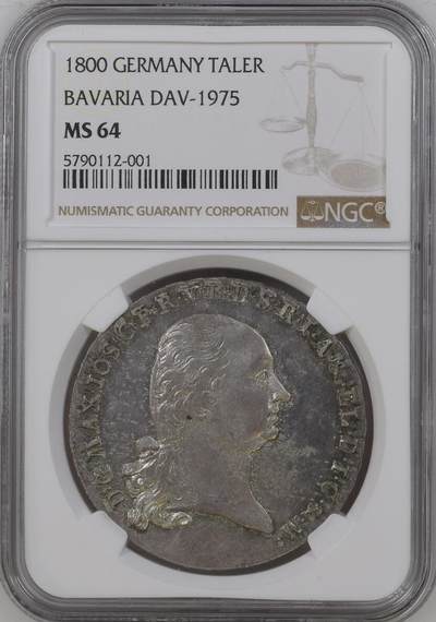 NGC-MS64 1800 巴伐利亚泰勒银币 - NGC-MS64 1800 巴伐利亚泰勒银币