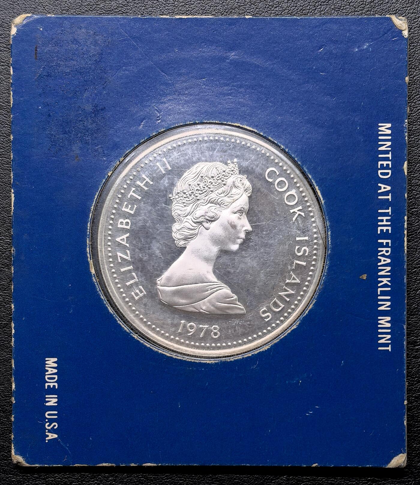 迎新专场，年货大集！凡希社世界钱币微拍第二百九十六期 1978库克群岛女王加冕25周年纪念10元大银精铸，原厂塑封卡装。