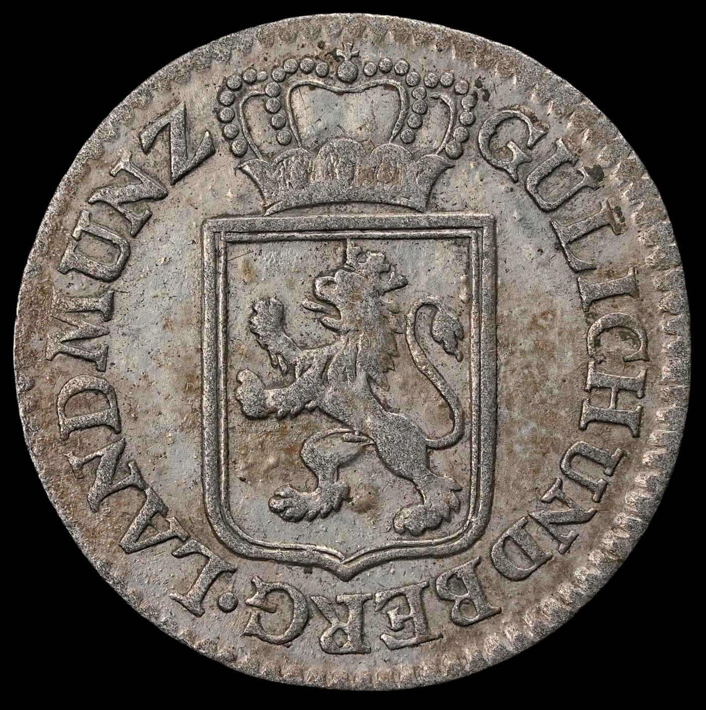 修遠堂世界钱币第五十六期 全场包邮 蛇年首拍 1791年德国Jülich-Berg公国3 STUBER银合金币 2.03g